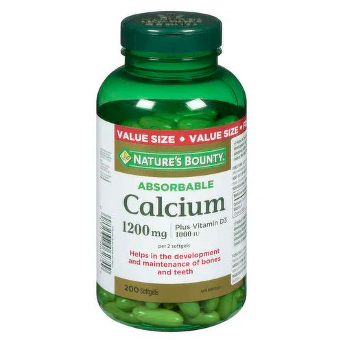 Nature's Bounty - Absorbable Calcium plus Vitamin D3 1000IU, 200 Each