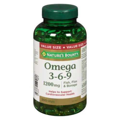 Nature's Bounty - Omega 3-6-9 Fish, Flax & Borage 1200mg, 200 Each
