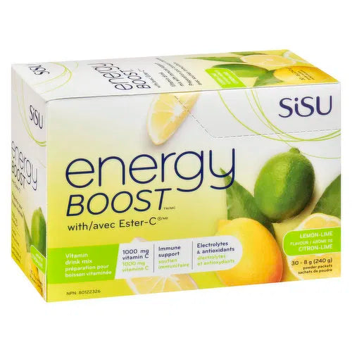 Sisu - To Go Ester-C Energy Boost Lemon Lime, 30 Each