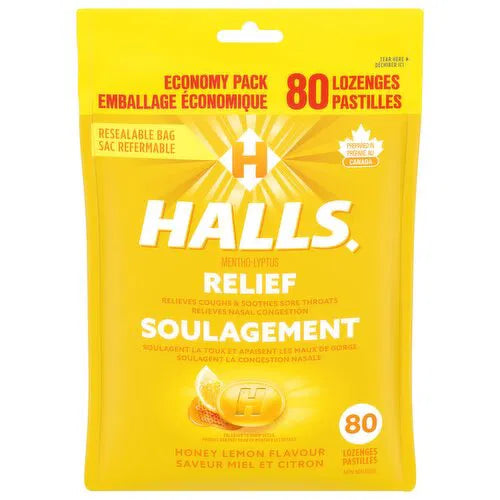Halls - Cough Lozenges, Honey Lemon, 80 Each