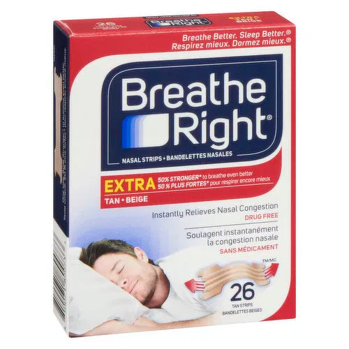 Breathe Right - Extra Tan Nasal Strips, 26 Each