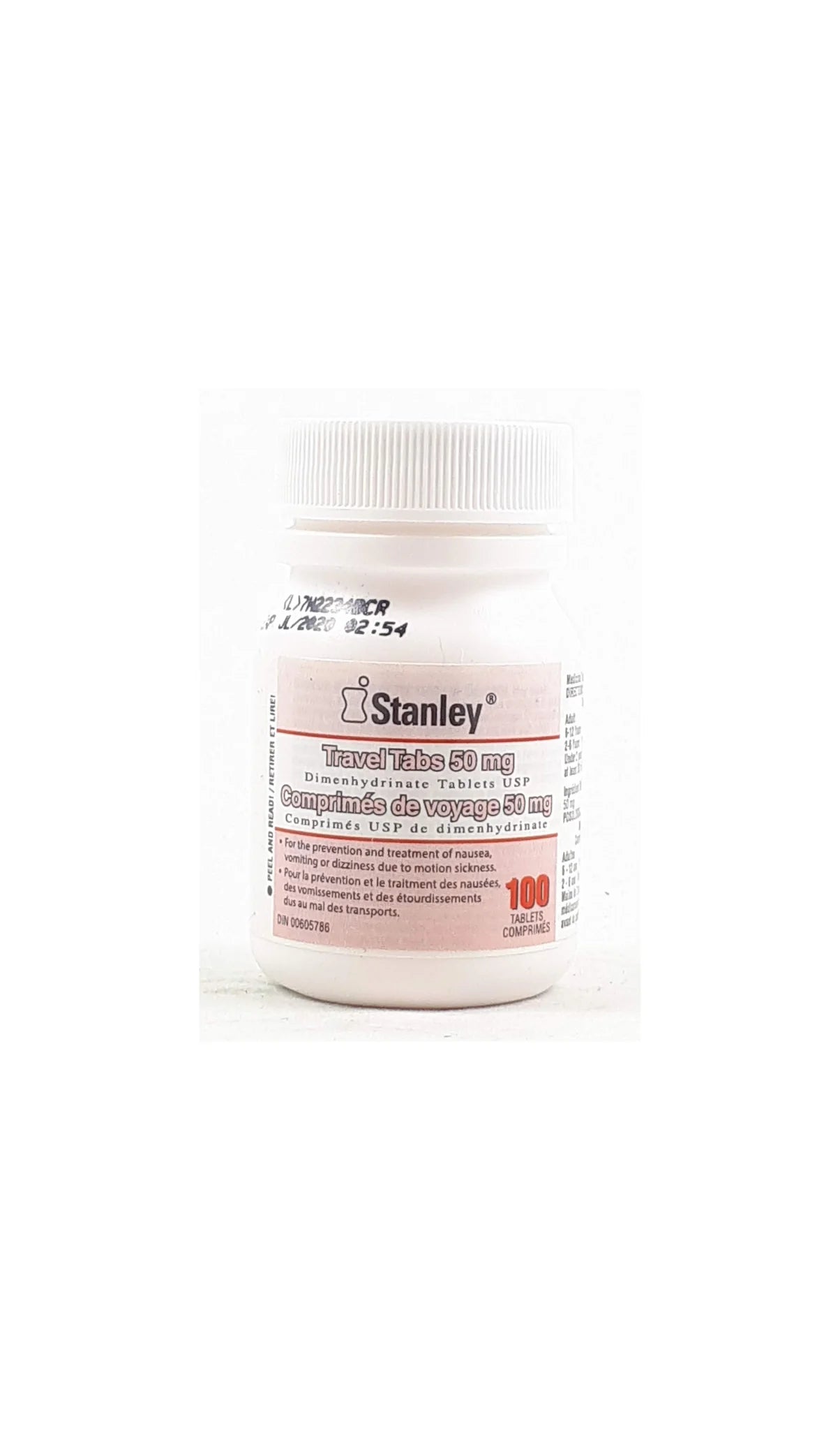 DIMENHYDRINATE 50mg TABLETS | TRAVEL TABS 50mg | 100 TABLETS BOTTLE | STANLEY BRAND