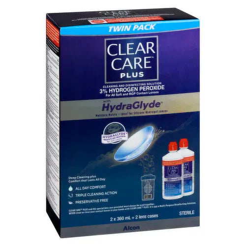 Clear Care - Contact Cleaning Solution - Plus Hydraglyde, 2 Each