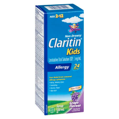 Claritin - Non Drowsy Kids Syrup Grape 24hr, 120 Millilitre
