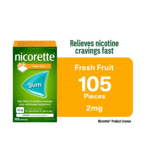 Nicorette - Coated Gum Regular Strength Fresh Fruit 2mg, 105 Each
