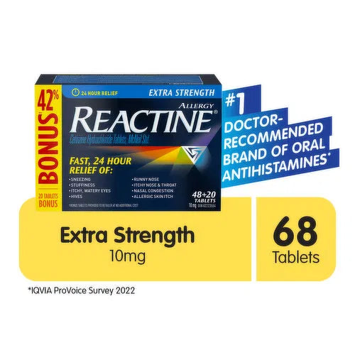 Reactine - Reactine Extra Strng Caplets 10mg, 68 Each