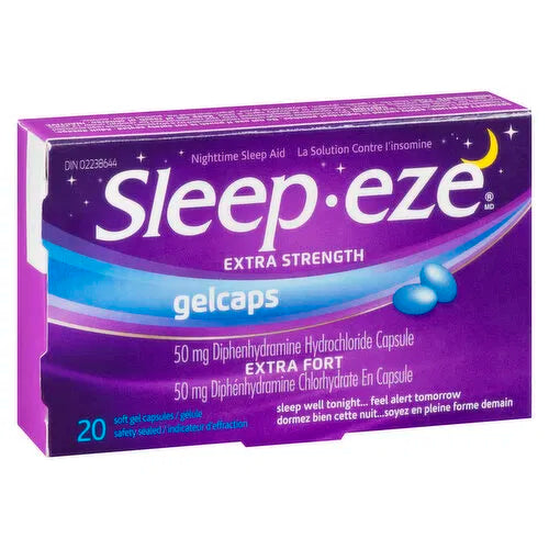 Sleep Eze - Night Time Sleep Aid - Extra Strength Gel Caps, 20 Each