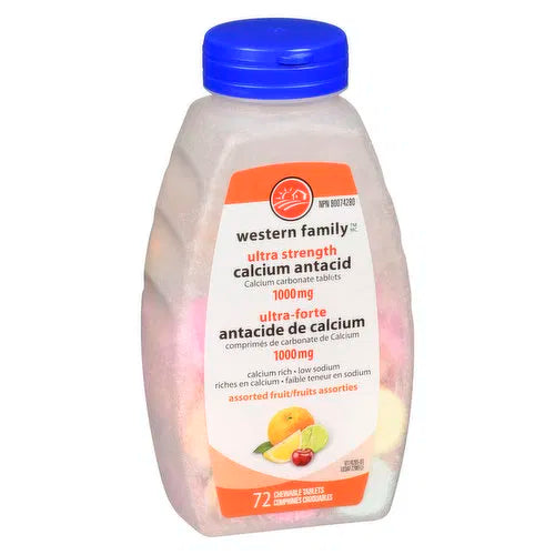 Western Family - Ultra Strength Calcium Antacid - Assorted Berries, 72 Each