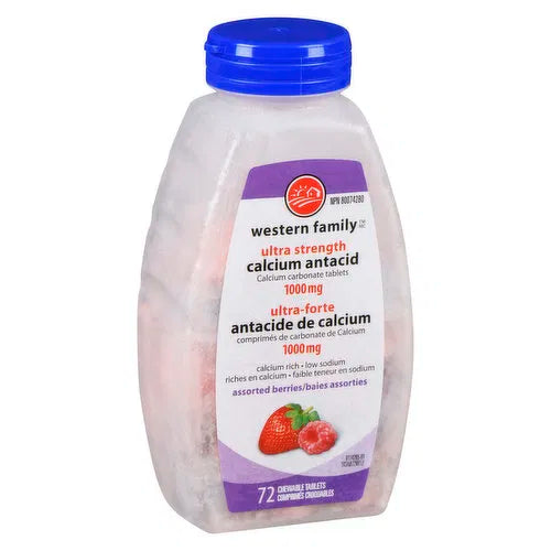 Western Family - Ultra Strength Calcium Antacid - Assorted Fruit, 72 Each