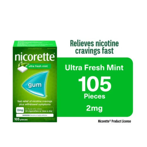 Nicorette - Nicorette Ultra Frsh Mint Gum 2mg, 105 Each