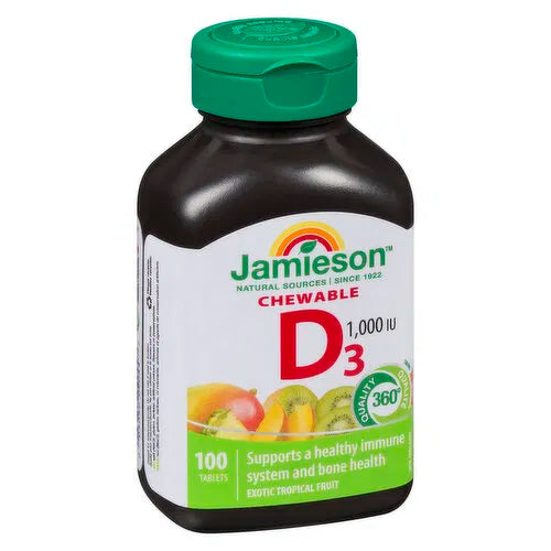 Jamieson - Vitamin D3 Chewable - Exotic Tropical Fruit, 100 Each