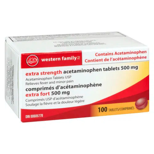 Western Family - Acetaminophen Extra Strength 500mg, 100 Each
