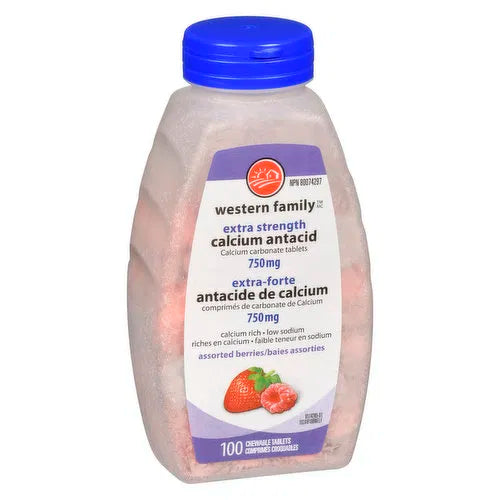 Western Family - Calcium Antacid Extra Strength - Assorted Berries, 100 Each