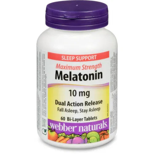 Webber Naturals - Melatonin Max Strentgh - DA Release 10mg, 60 Each