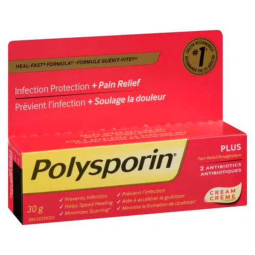 Polysporin - Plus Pain Relief 2 Antibiotics Cream, 30 Gram