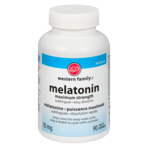 Western Family - Melatonin Maximum Strength Sublingual 10mg, 90 tabs