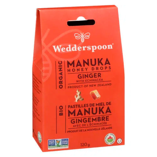 Wedderspoon - Manuka Honey Drops, Ginger, 120 Gram