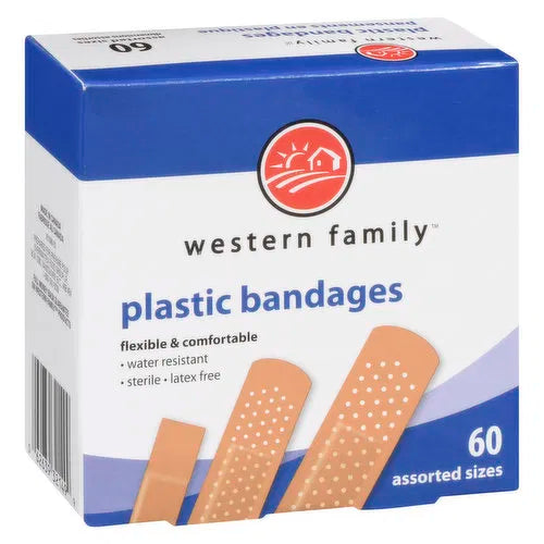 Western Family - Plastic Bandages Assorted, 60 Each
