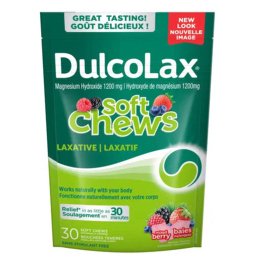 DulcoLax - Soft Chews Laxative, Mixed Berry, 30 Each