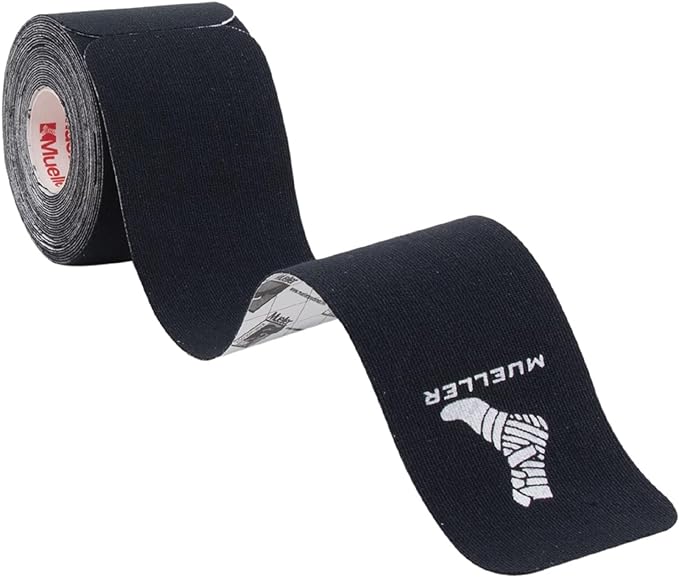 Mueller Sports Medicine Typhoon Kinesiology Therapeutic Tape, Pre-Cut I-Strips, Black