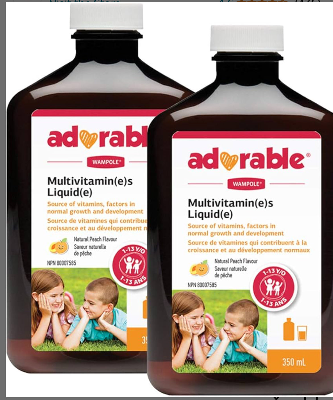 Adorable Kids Multivitamins Liquid (WAMPOLE) – Fast Liquid Absorption – 350 ml Peach