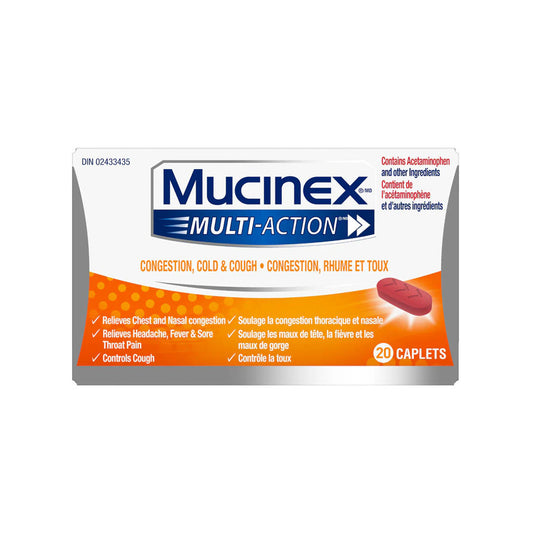 Mucinex Multi-Action Congestion, Cold, & Cough Caplets, 20 caplets