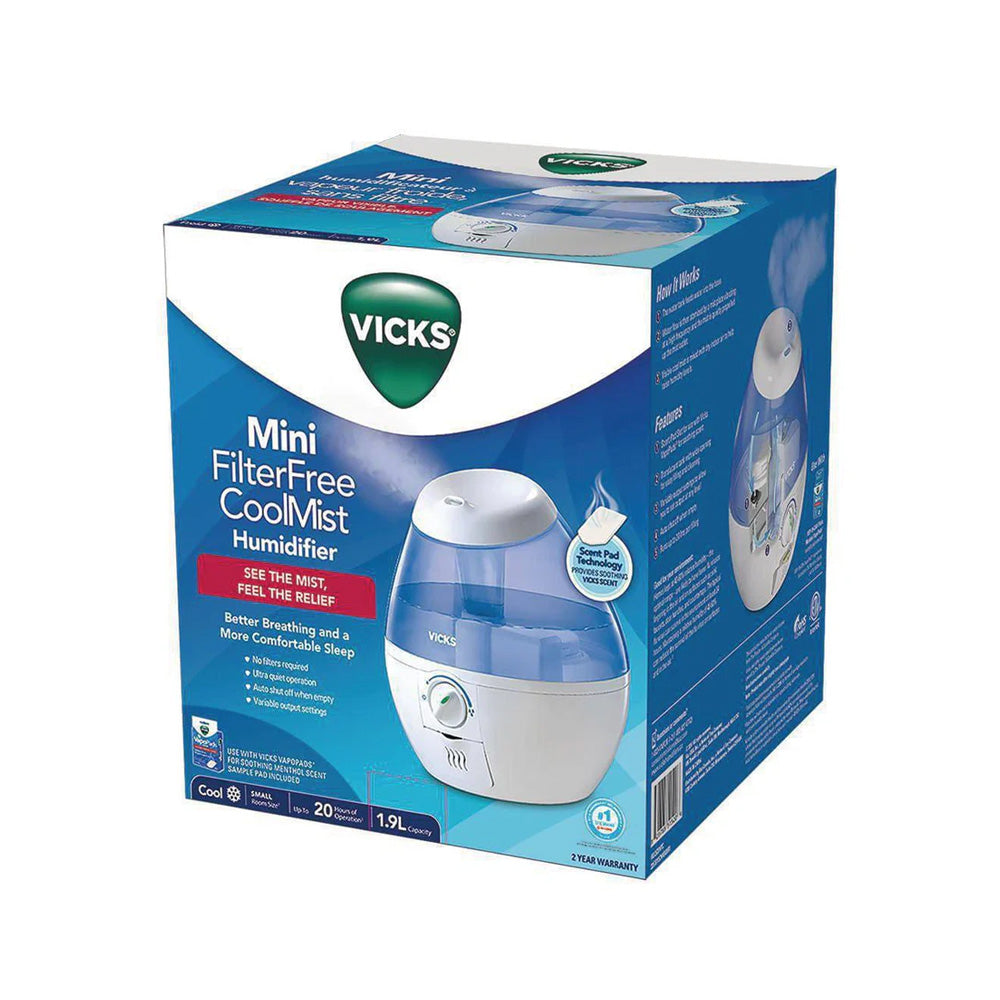 VICKS MINI HUMIDIFIER COOL MIST FILTER FREE ULTRASONIC